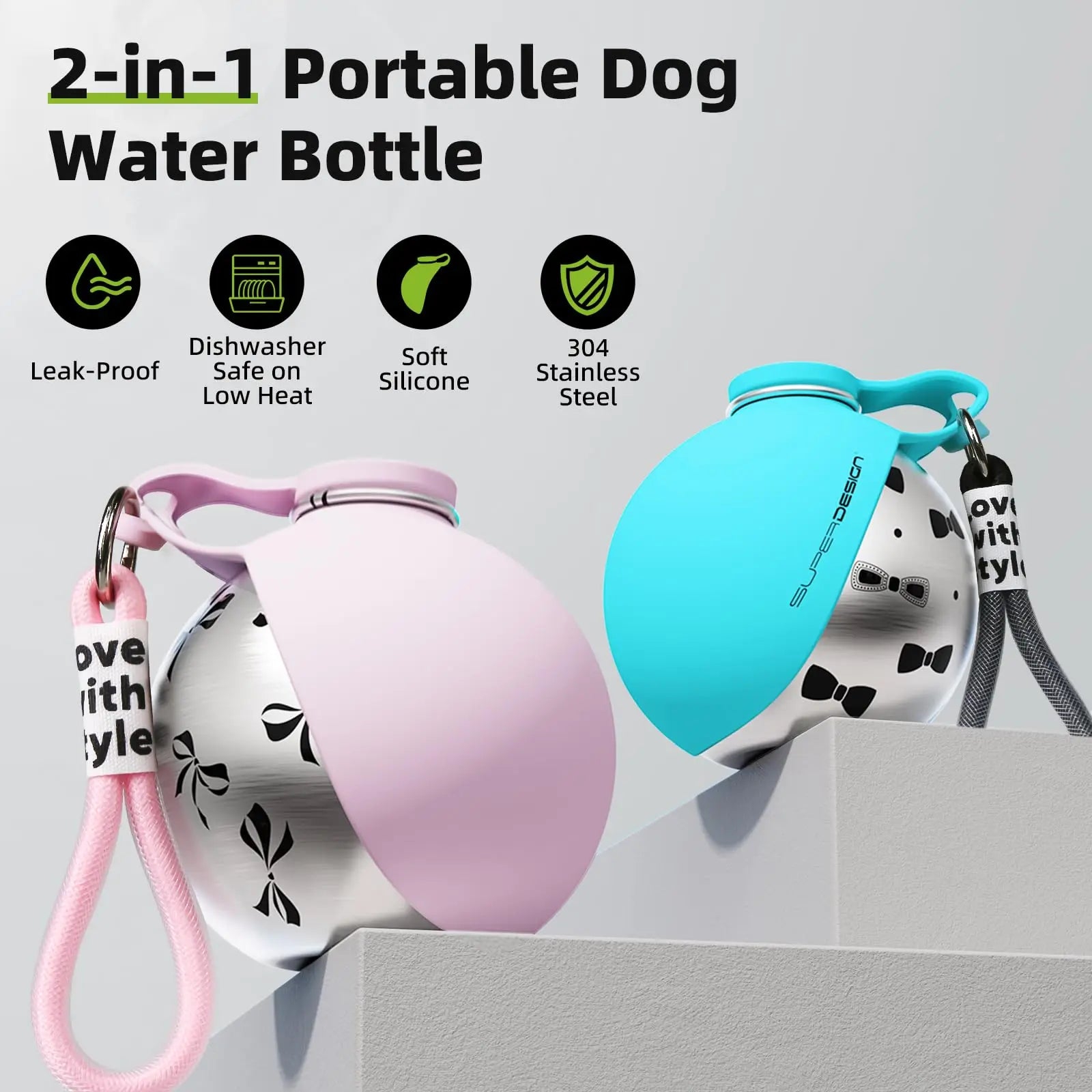 Small portable water containers for dogs