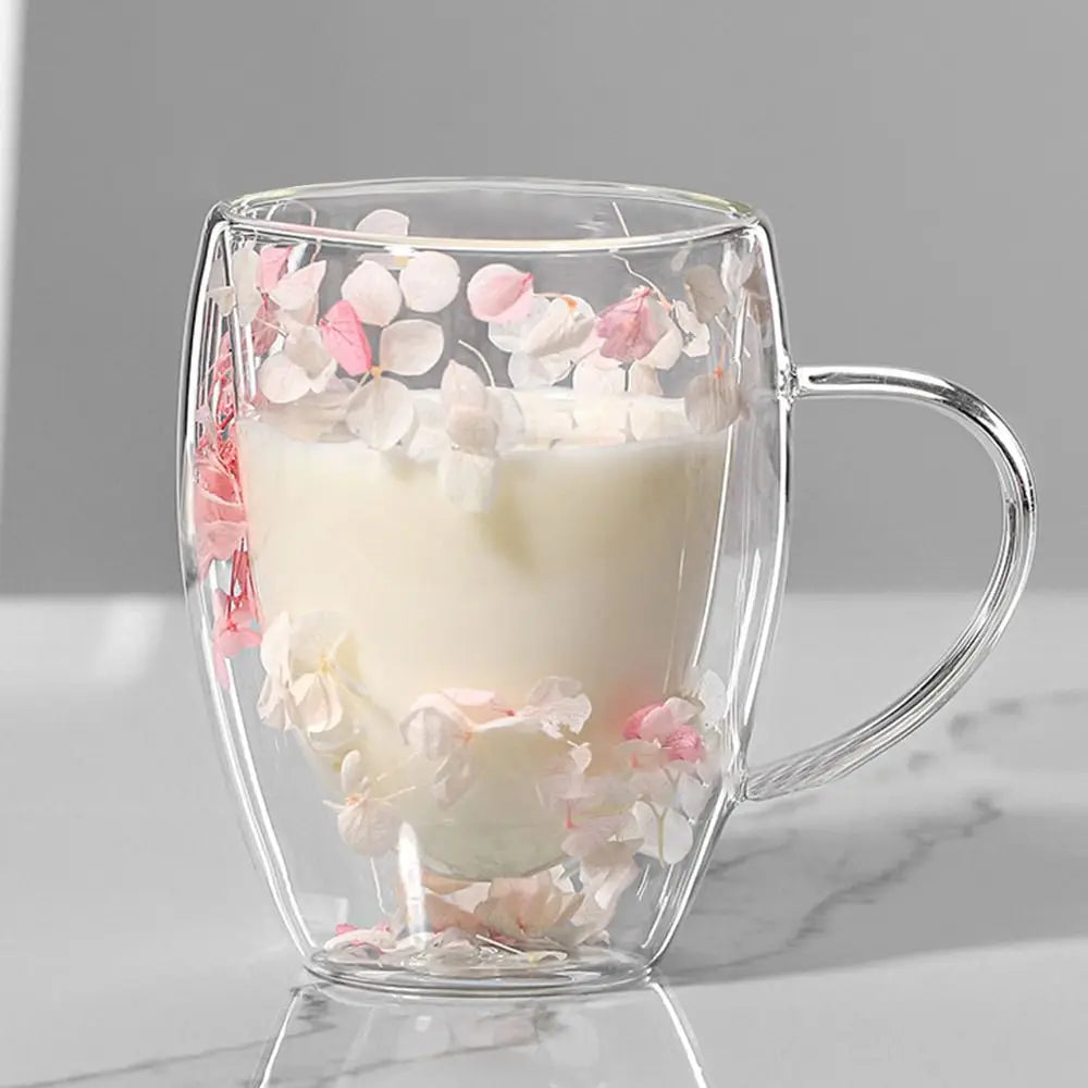 11.8 fl oz Creative dried flowers glass mugs