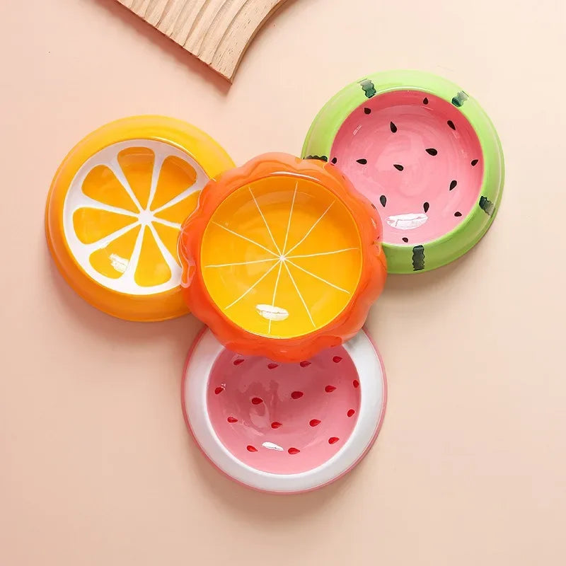 Fruit themed ceramic pet bowls
