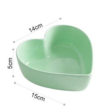 Colored heart shaped bowls