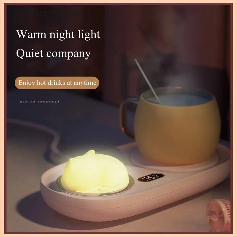 Kitty cup warmer with night light