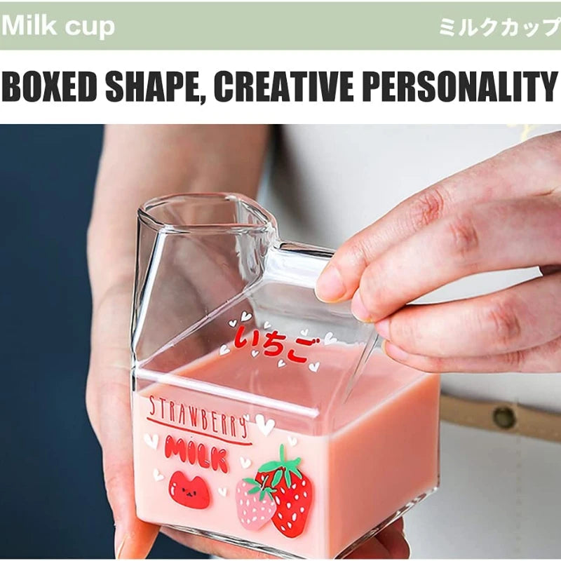 4.1 fl oz Square milk carton glass cup