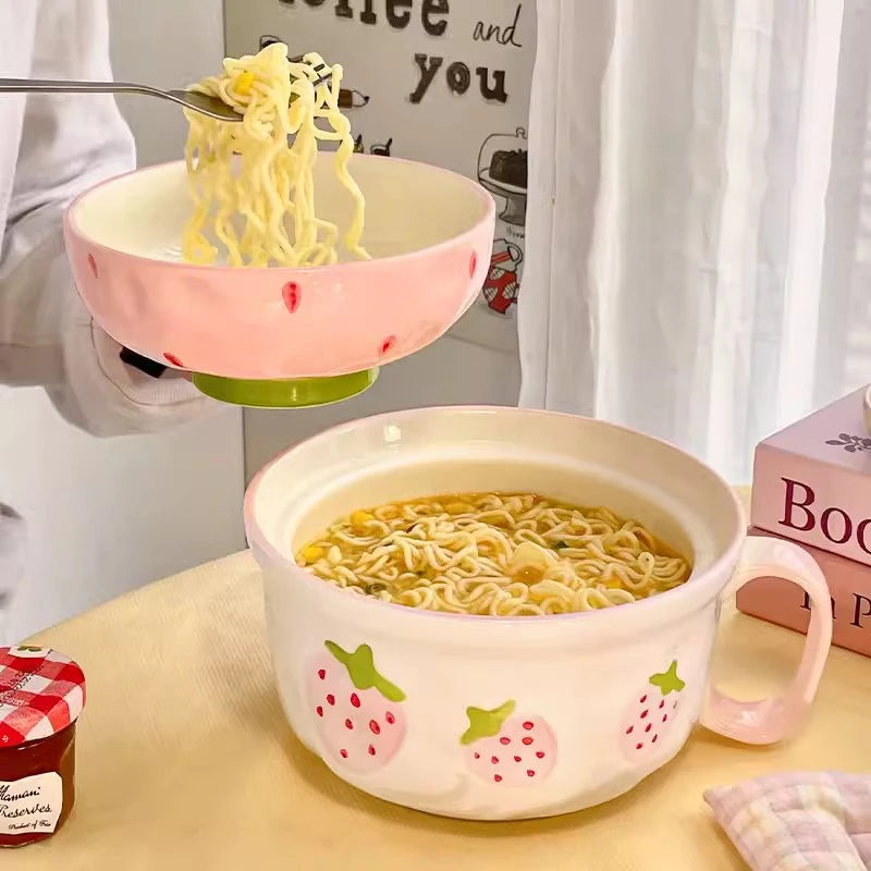 Strawberry ramen bowl ceramic