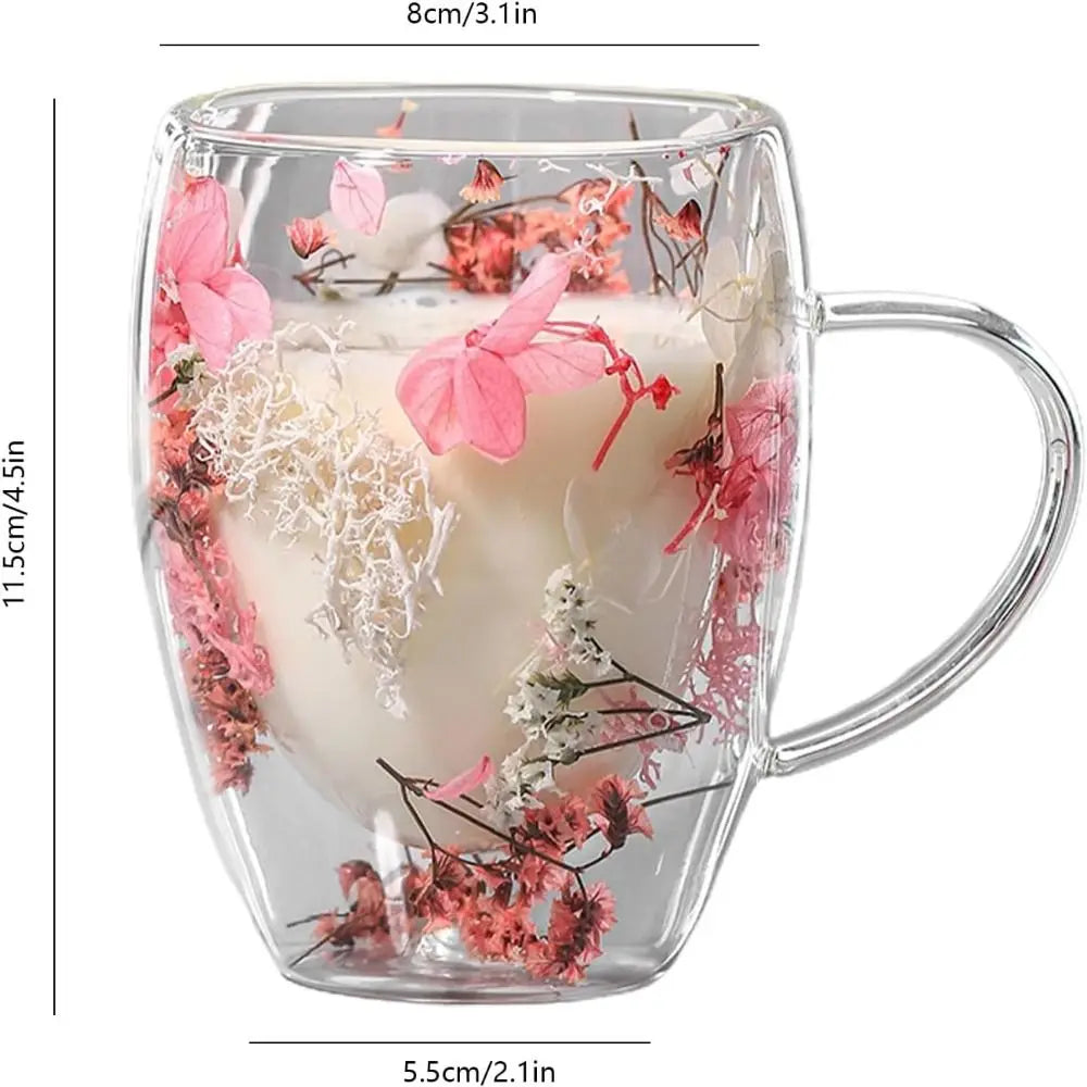 11.8 fl oz Creative dried flowers glass mugs