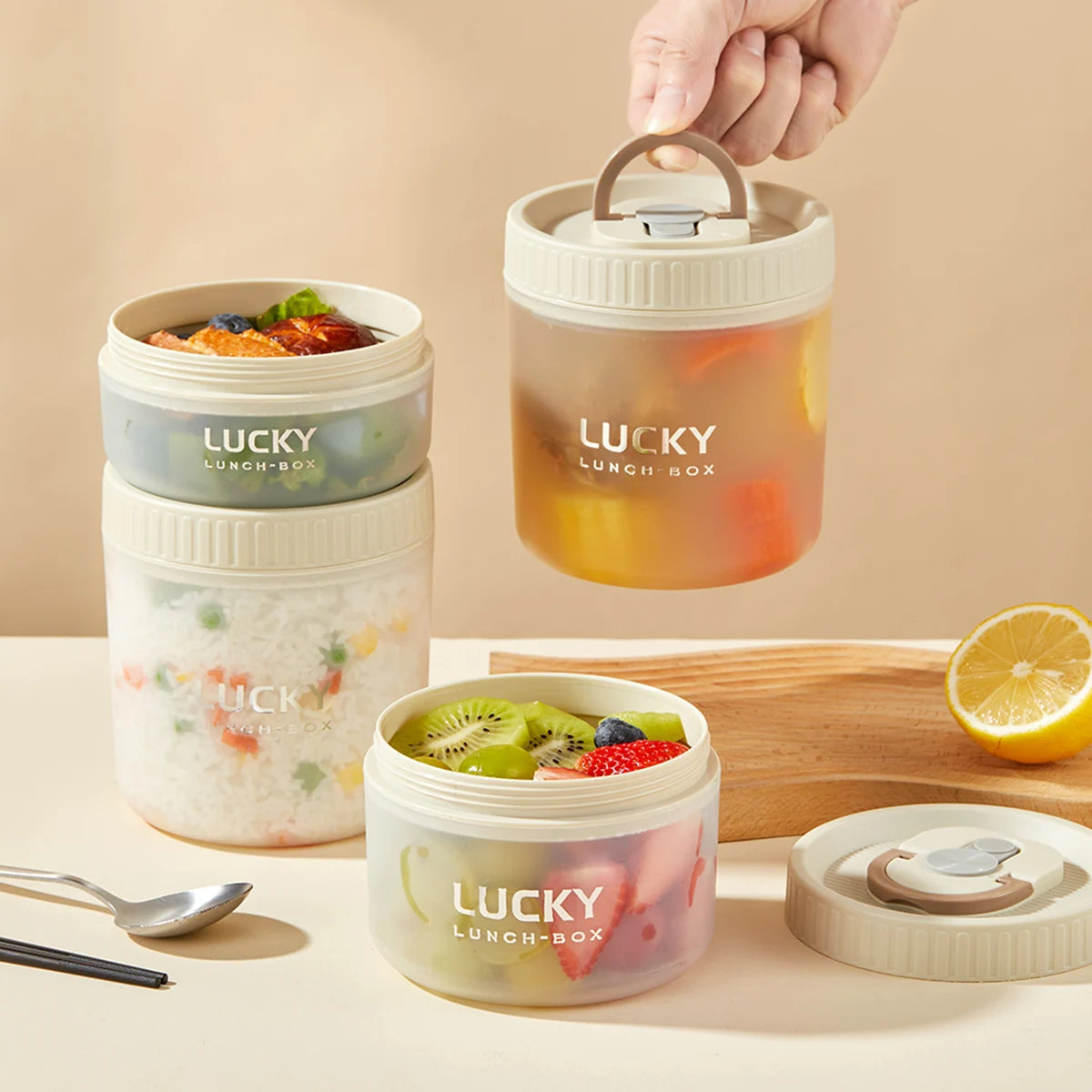 Plastic transparent containers & lunch box kit