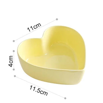 Colored heart shaped bowls