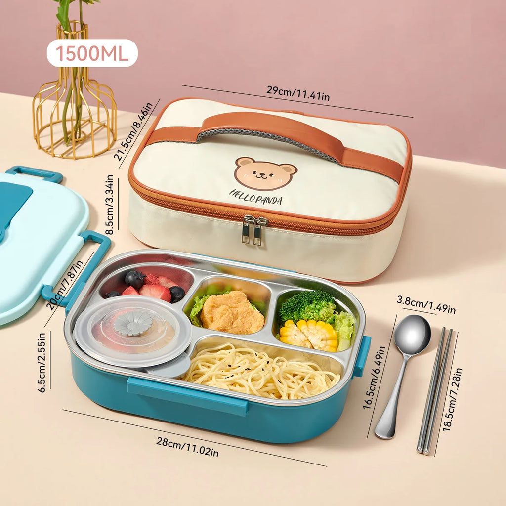 Stainless steel lunch box with phone support