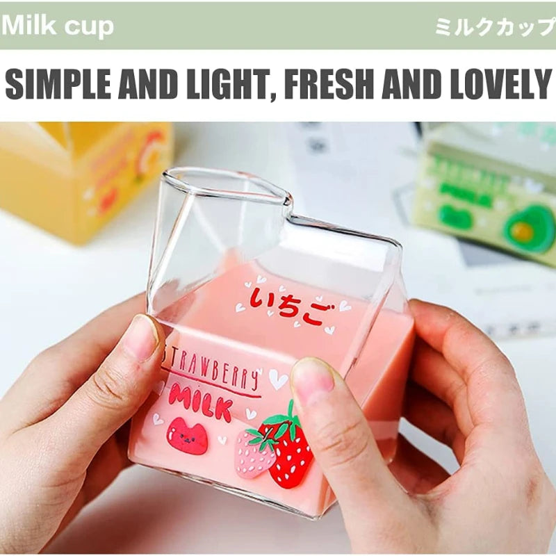 4.1 fl oz Square milk carton glass cup