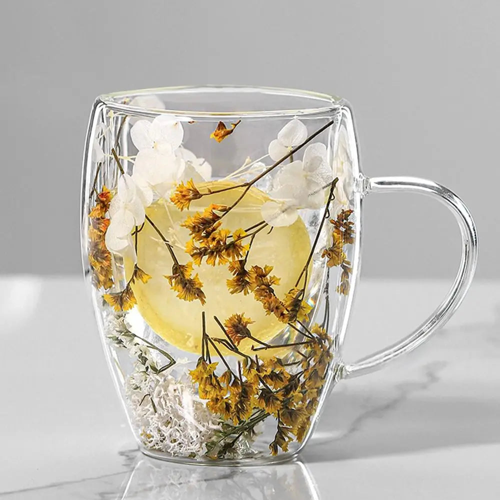 11.8 fl oz Creative dried flowers glass mugs