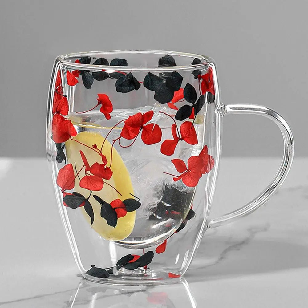 11.8 fl oz Creative dried flowers glass mugs