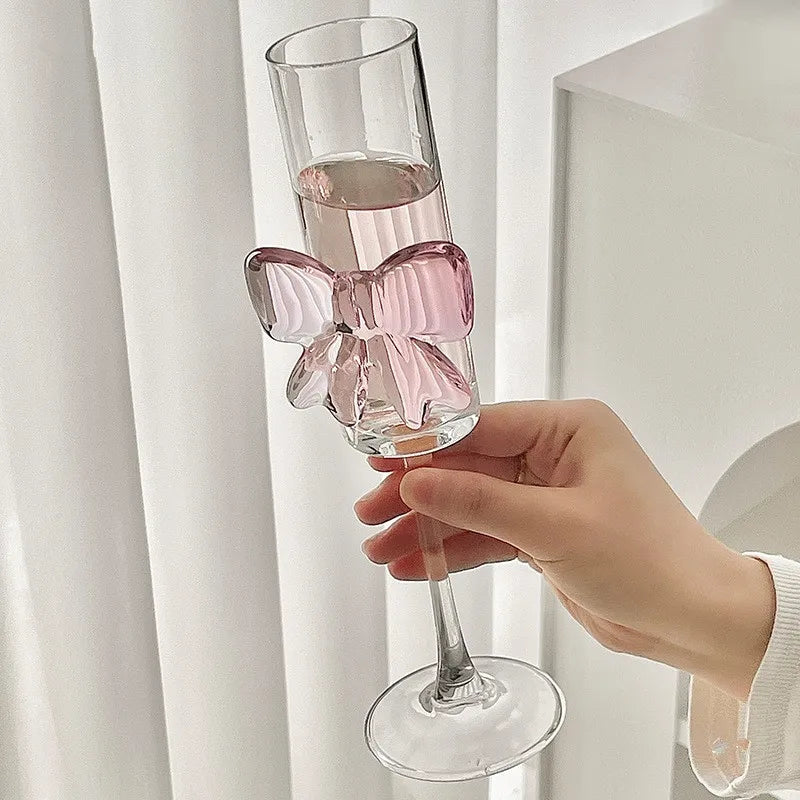 Pink bow glasses and cup