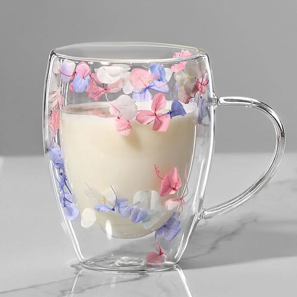 11.8 fl oz Creative dried flowers glass mugs