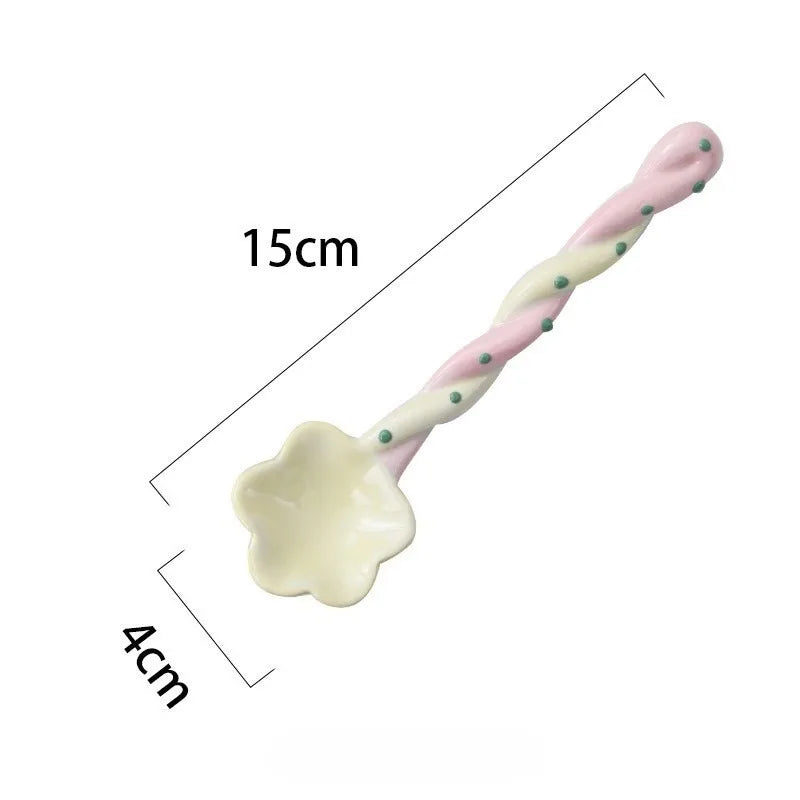 Ceramic spoons flower shaped