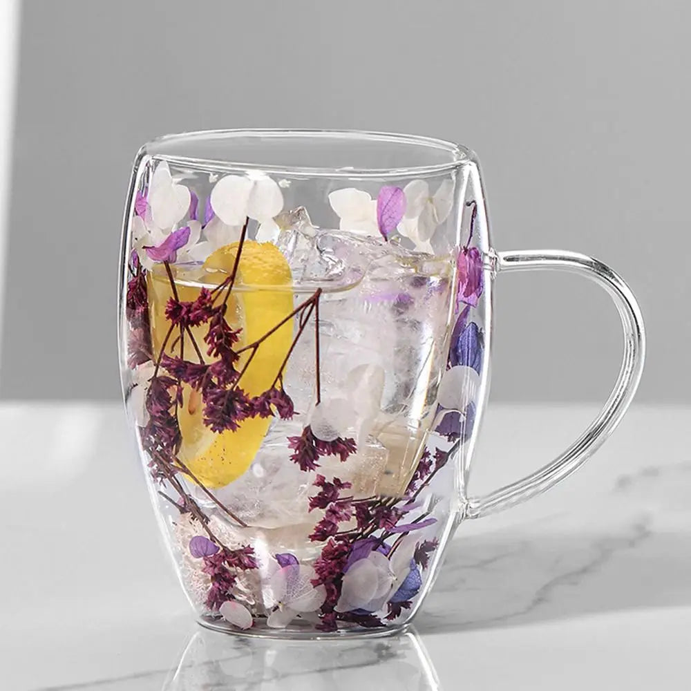 11.8 fl oz Creative dried flowers glass mugs