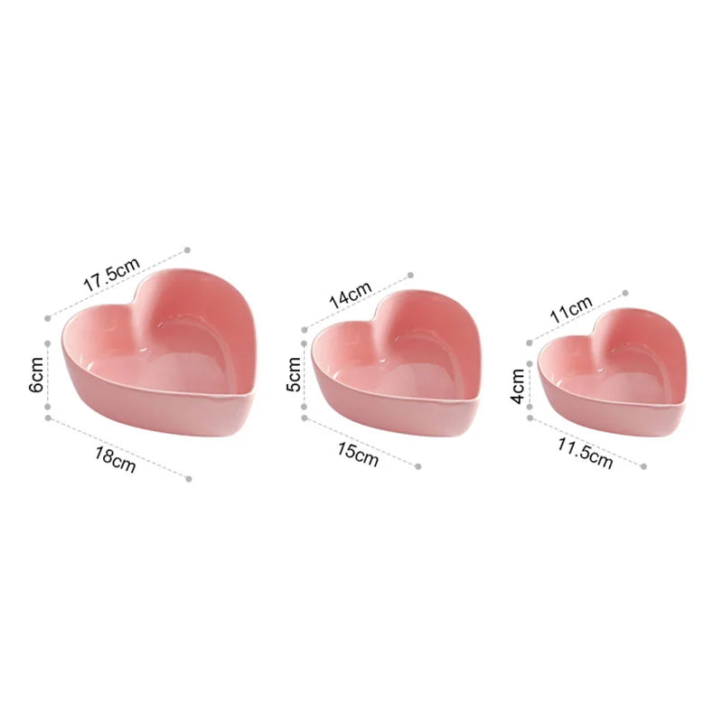 Colored heart shaped bowls