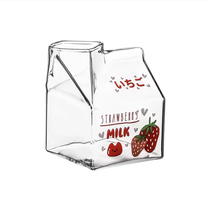 4.1 fl oz Square milk carton glass cup