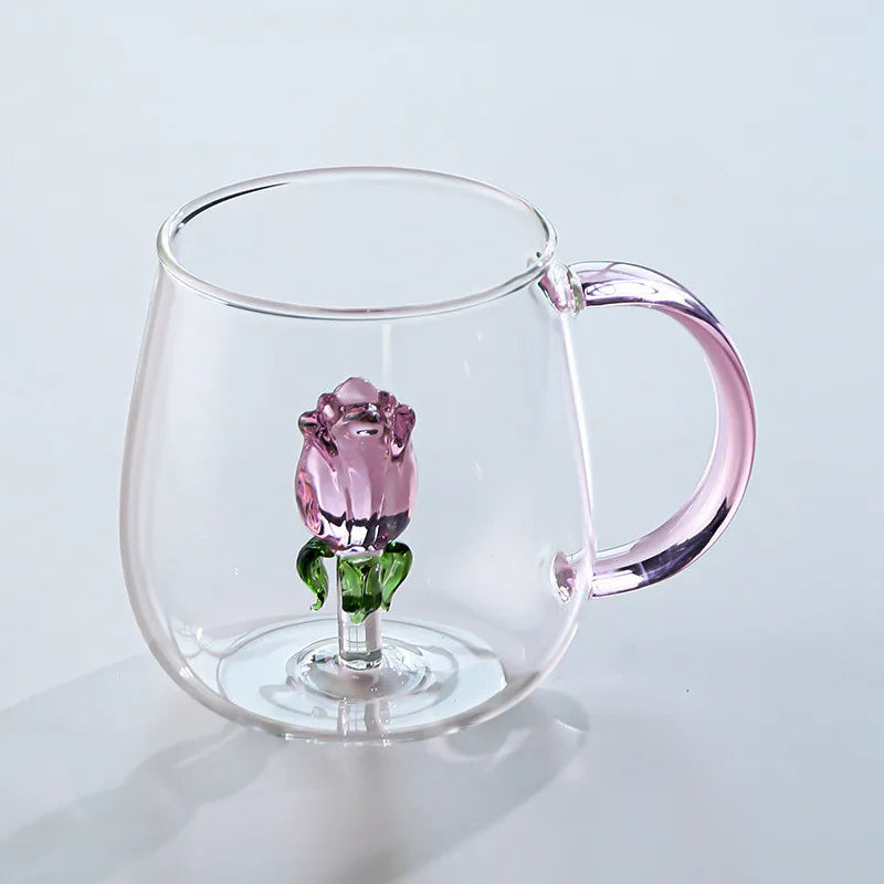 Rose glass cup and kettle