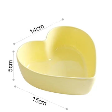 Colored heart shaped bowls