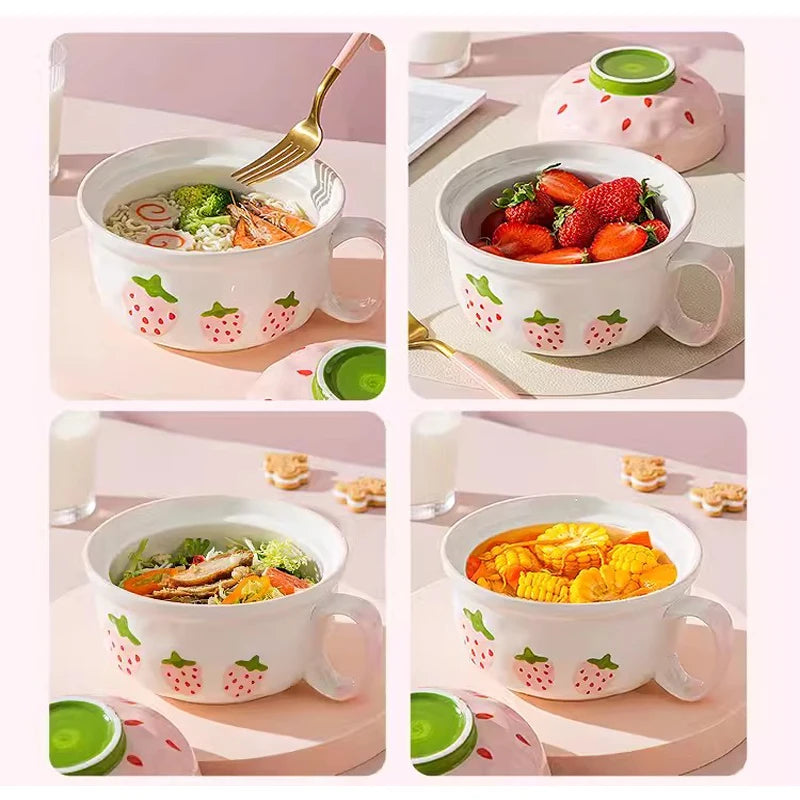 Strawberry ramen bowl ceramic