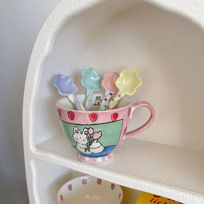 Ceramic spoons flower shaped