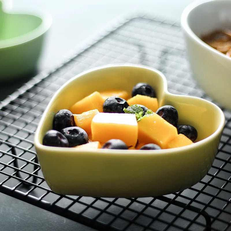 Colored heart shaped bowls