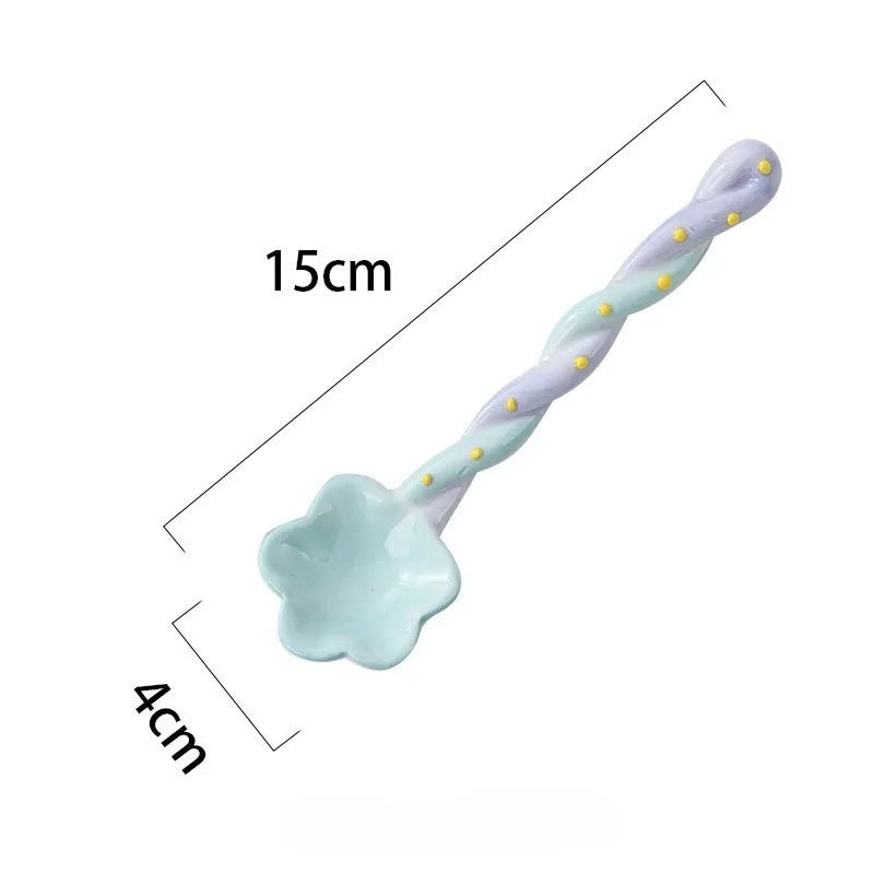 Ceramic spoons flower shaped