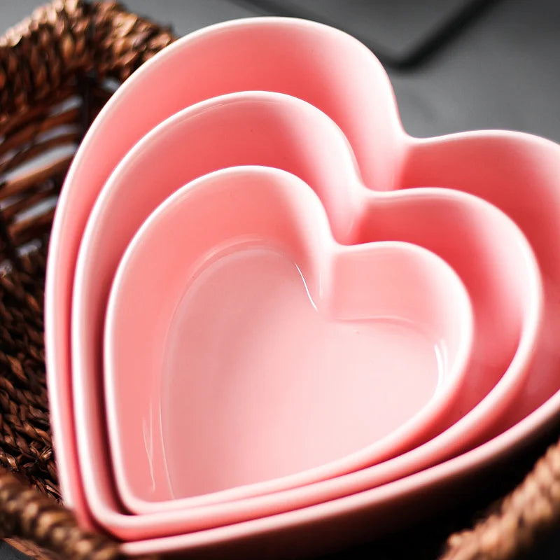 Colored heart shaped bowls