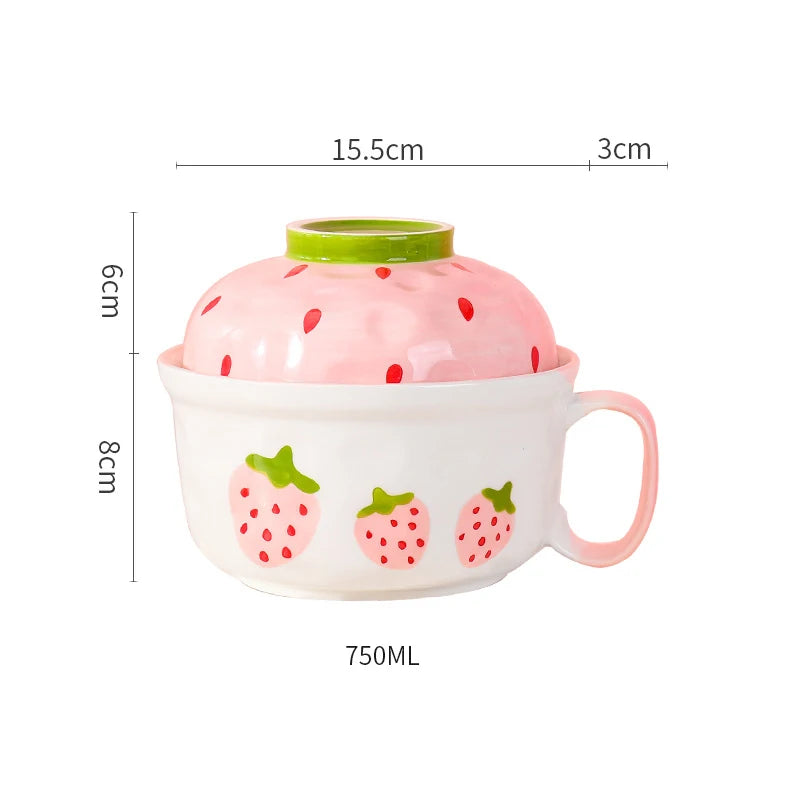 Strawberry ramen bowl ceramic