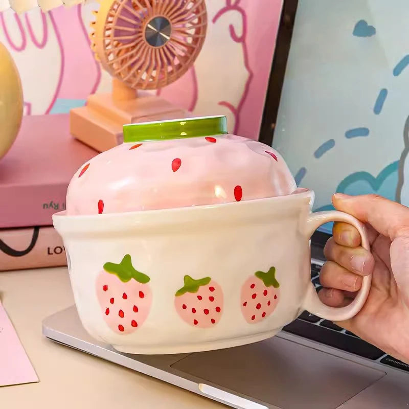Strawberry ramen bowl ceramic