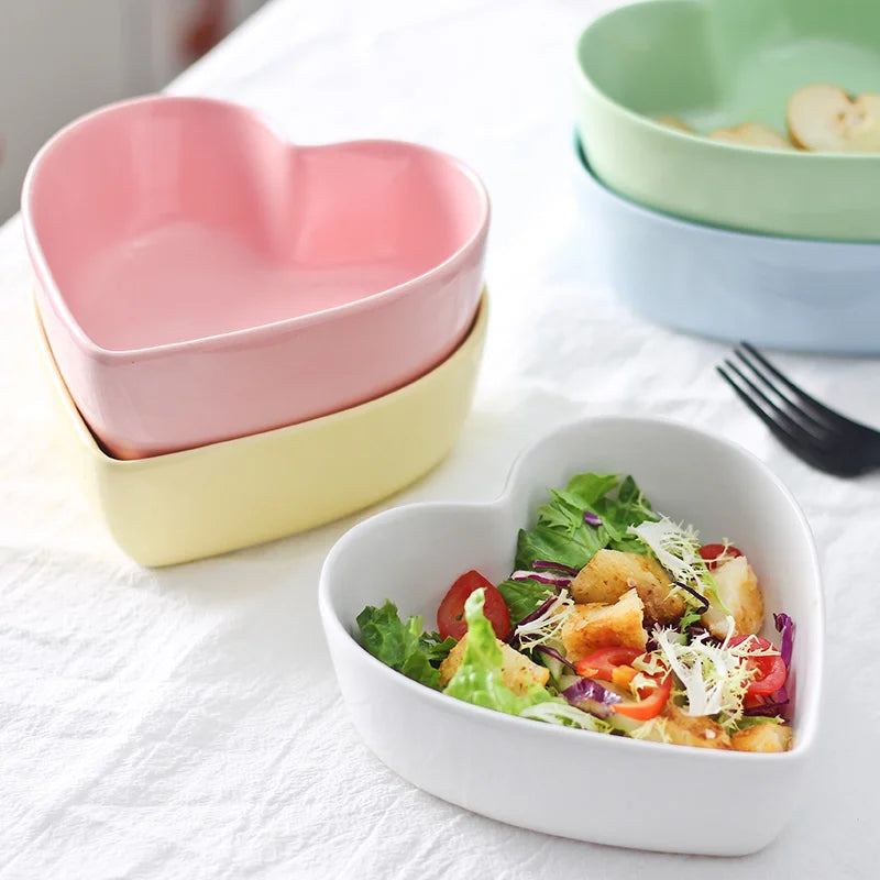Colored heart shaped bowls