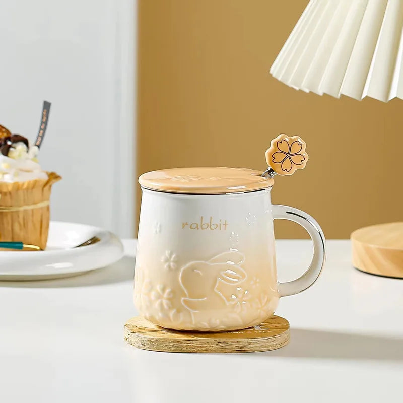15.2 fl oz Rabbit ceramic coffe mug