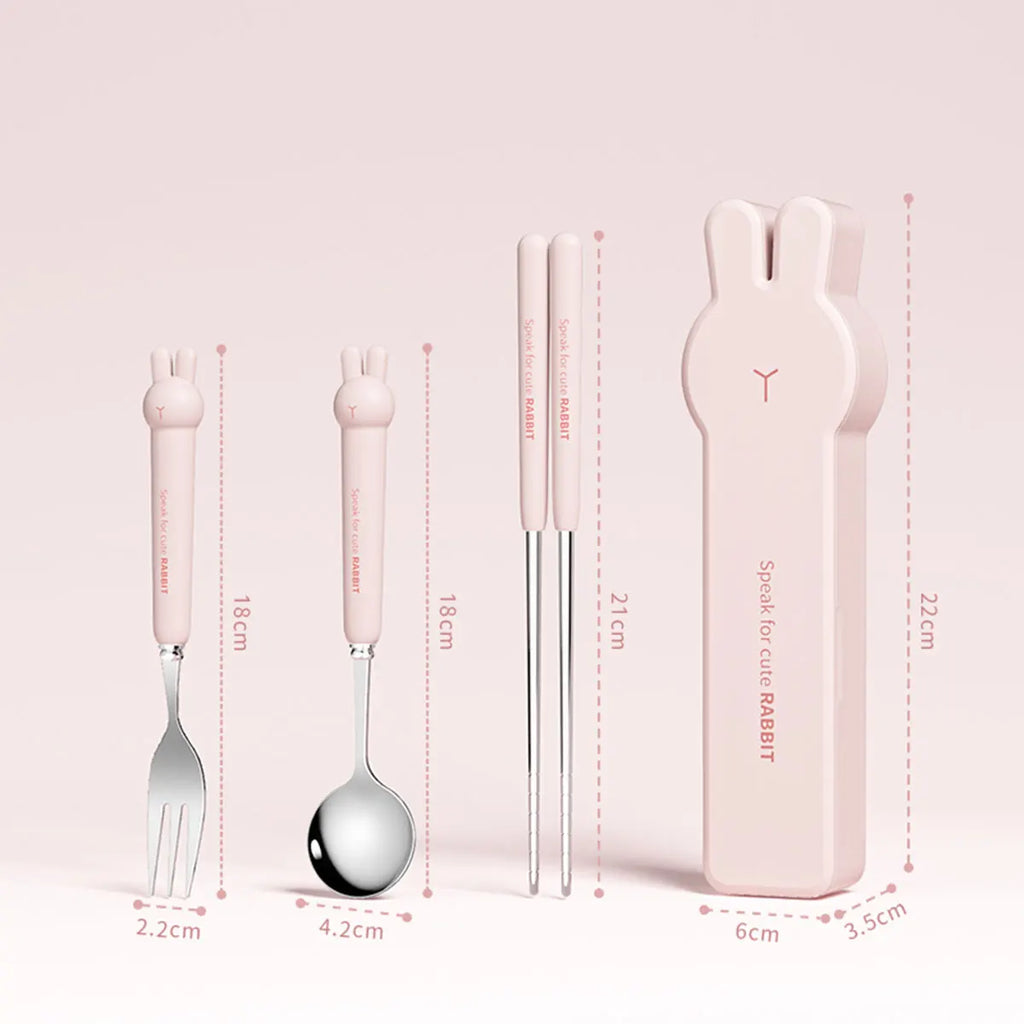 Pink bunny cutlery set