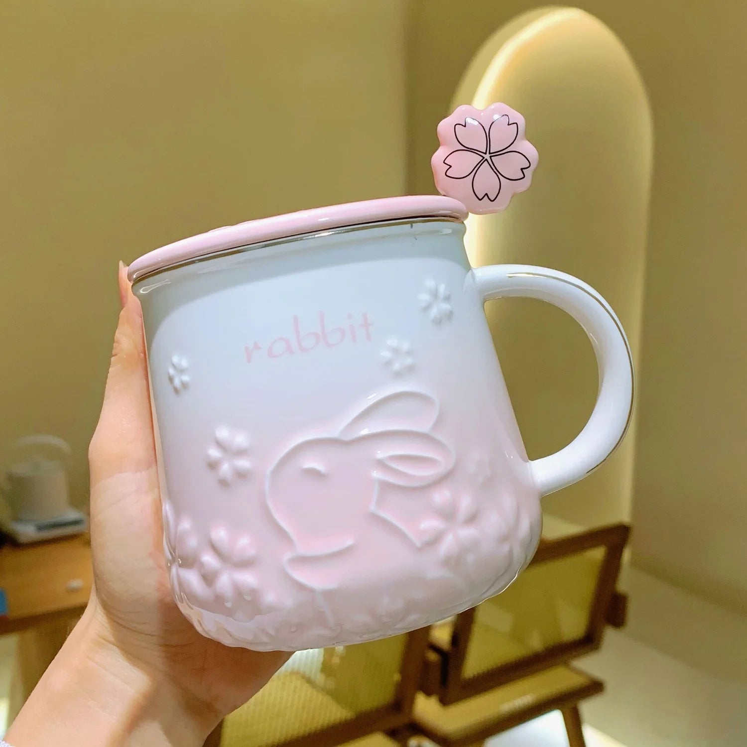 15.2 fl oz Rabbit ceramic coffe mug