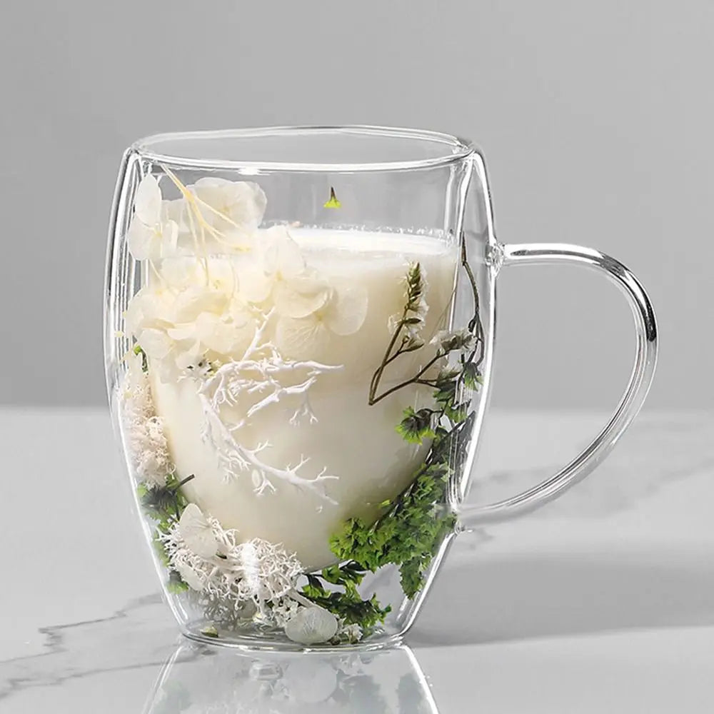 11.8 fl oz Creative dried flowers glass mugs