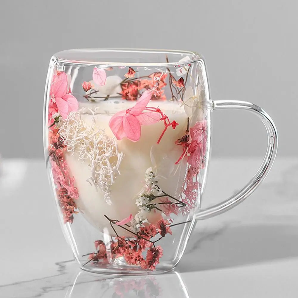 11.8 fl oz Creative dried flowers glass mugs