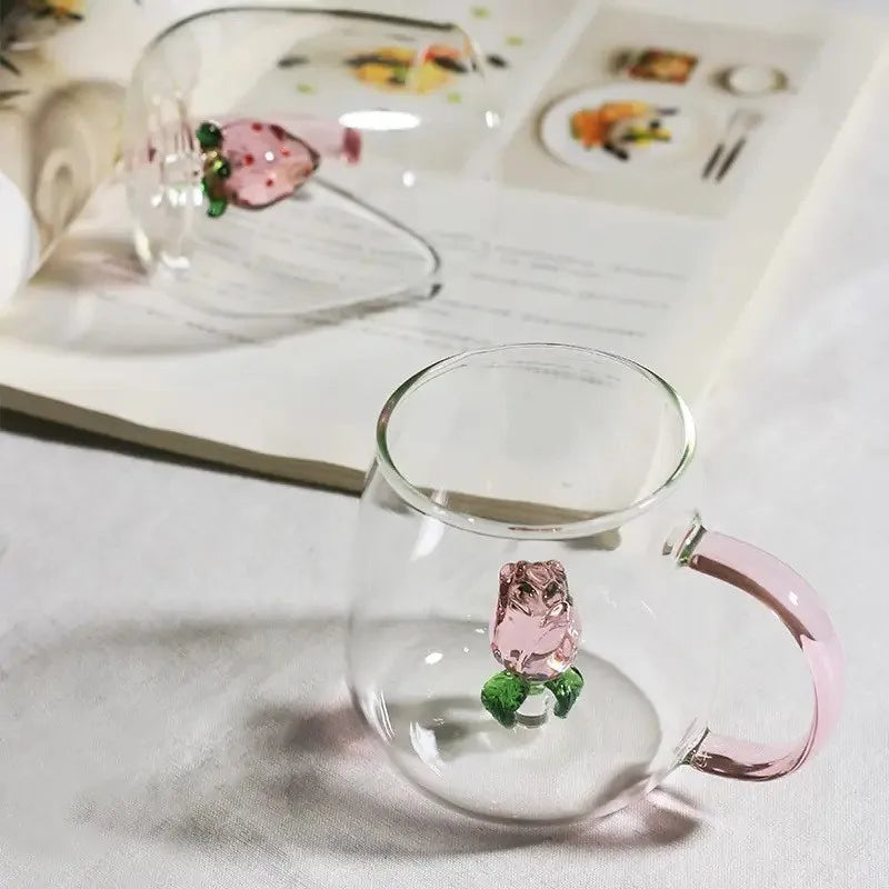 Rose glass cup and kettle