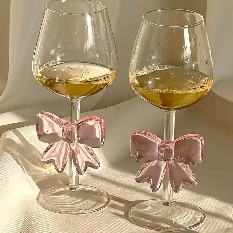 Pink bow glasses and cup