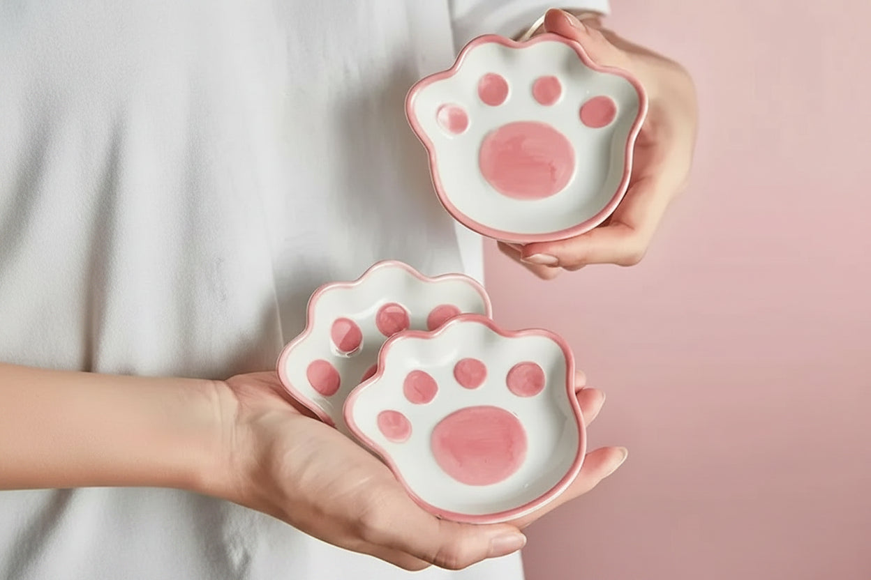 Cute ceramic paw sauce bowls