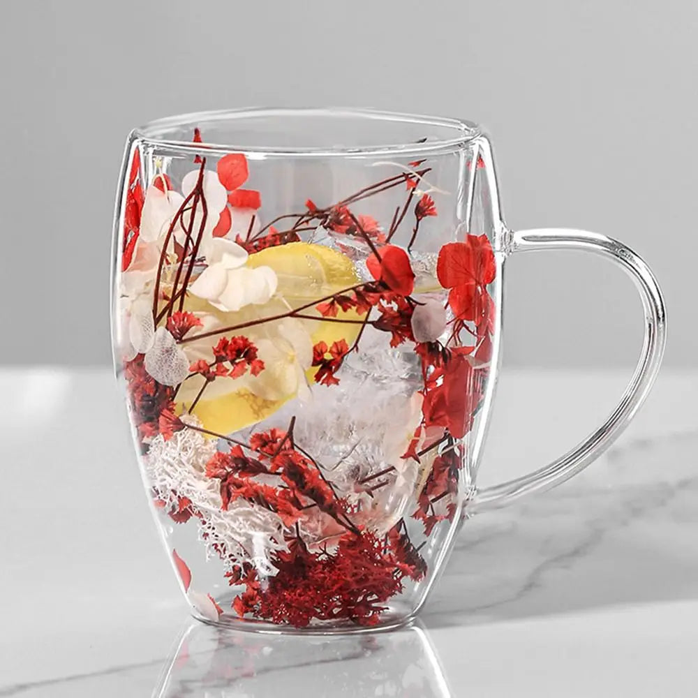 11.8 fl oz Creative dried flowers glass mugs
