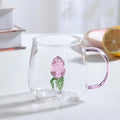 Rose glass cup and kettle