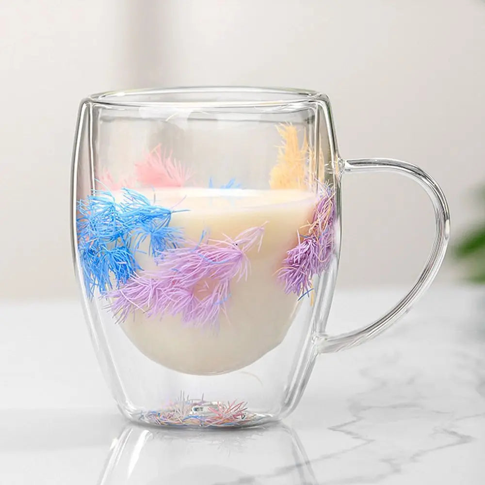 11.8 fl oz Creative dried flowers glass mugs