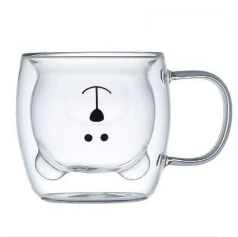 6.8-10.1 fl oz Bear glass coffee cup heat resistant