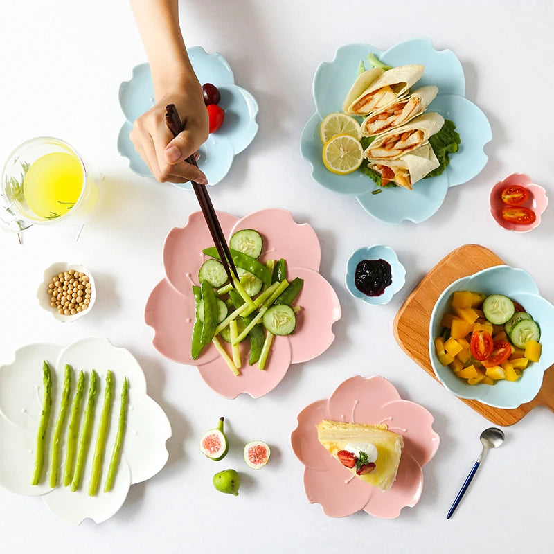 Sakura shaped ceramic bowls and plates