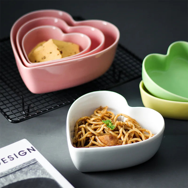 Colored heart shaped bowls
