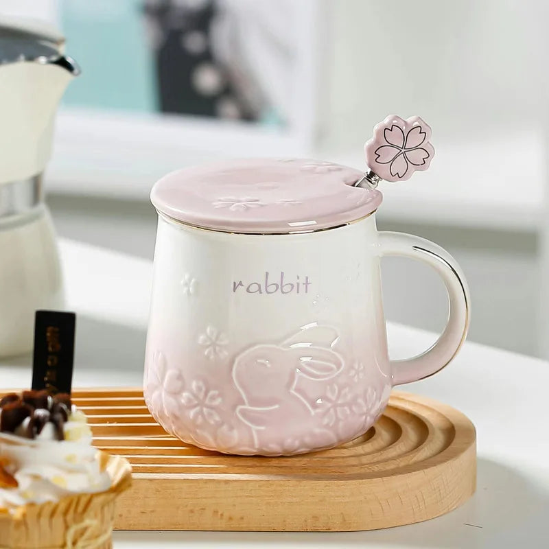 15.2 fl oz Rabbit ceramic coffe mug