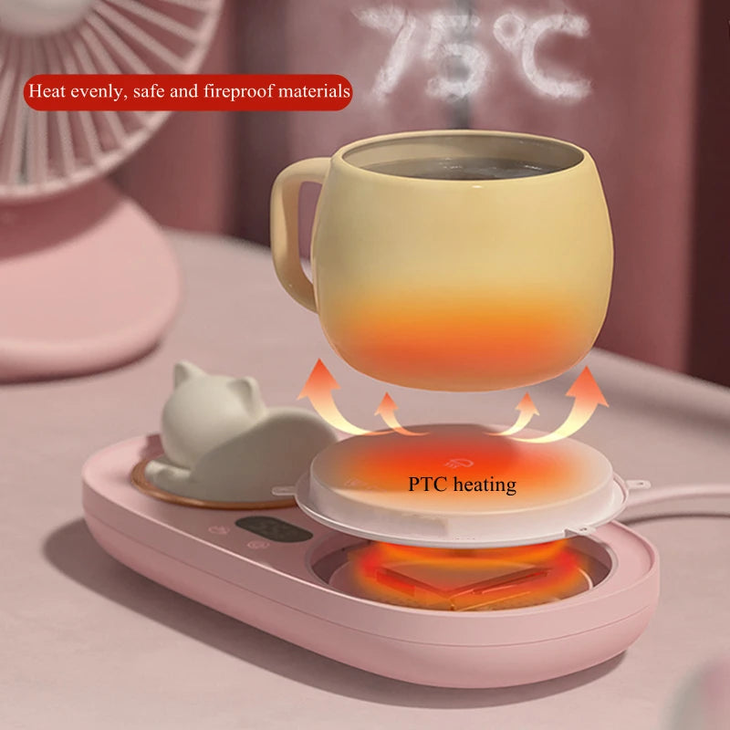 Kitty cup warmer with night light