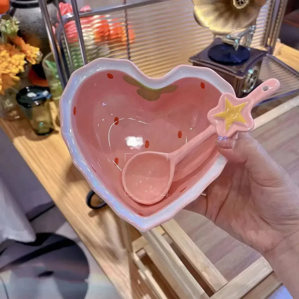 Strawberry bowl with spoon