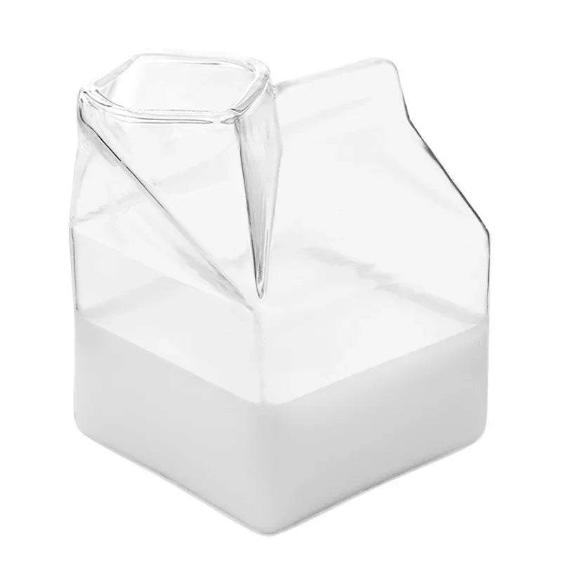4.1 fl oz Square milk carton glass cup