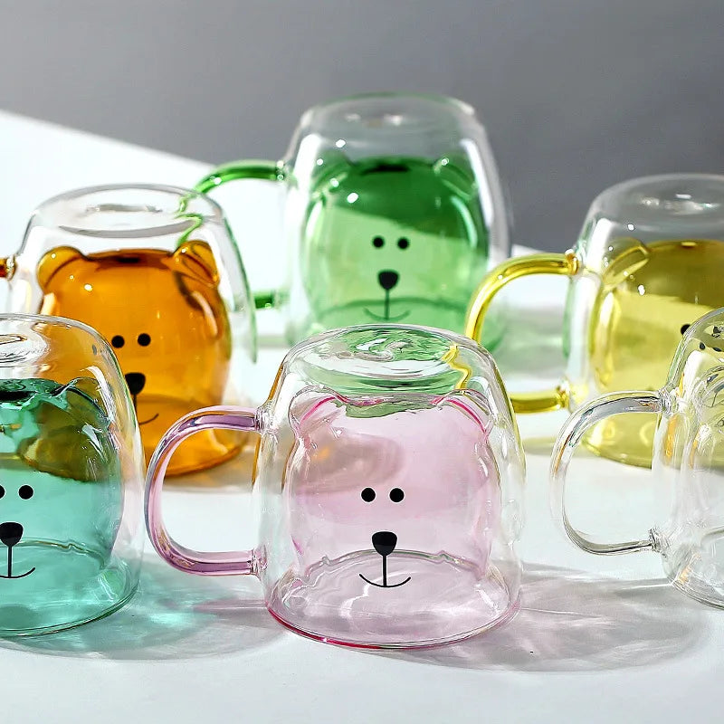 6.8-10.1 fl oz Bear glass coffee cup heat resistant
