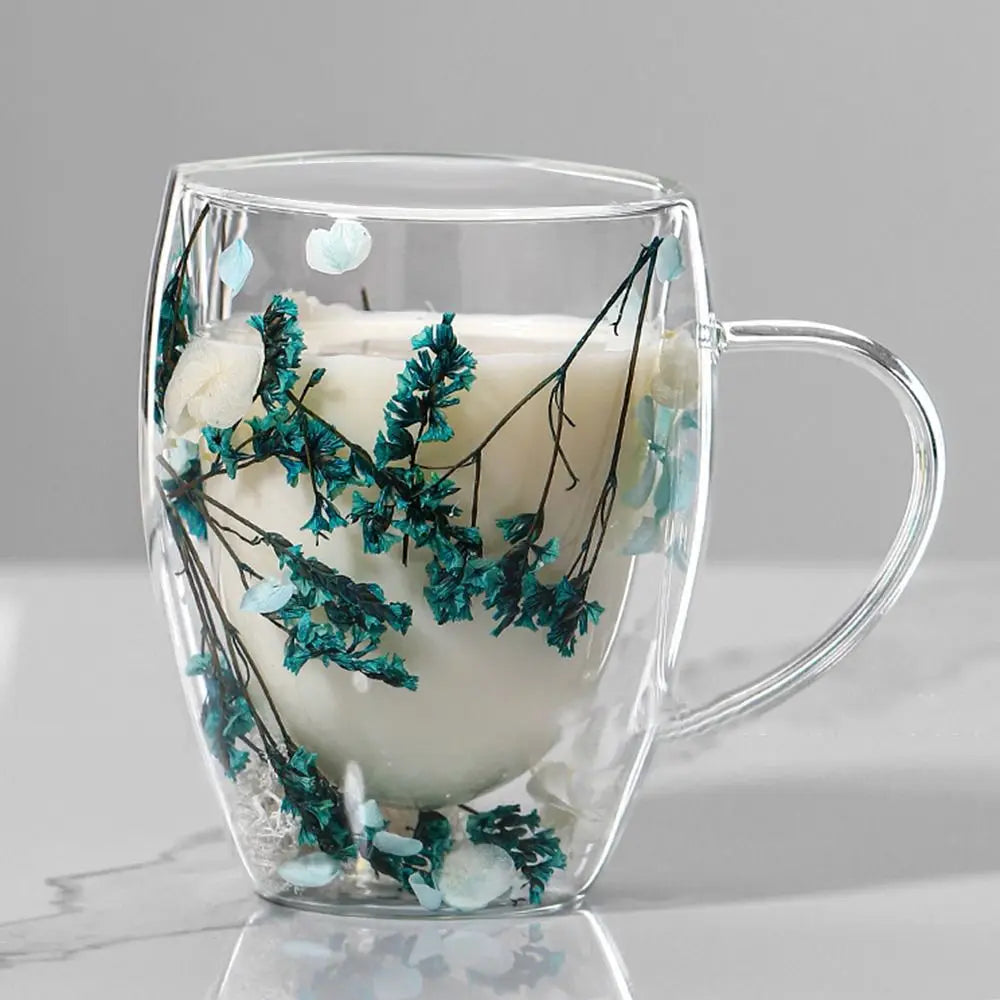 11.8 fl oz Creative dried flowers glass mugs